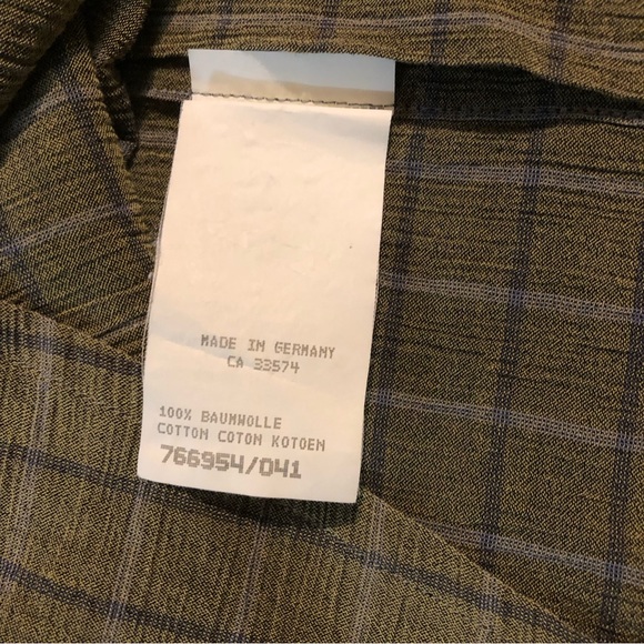 Men’s Signum Green Checkered Button Down Long Sleeve Pocket Cotton Size Medium - Picture 8 of 11